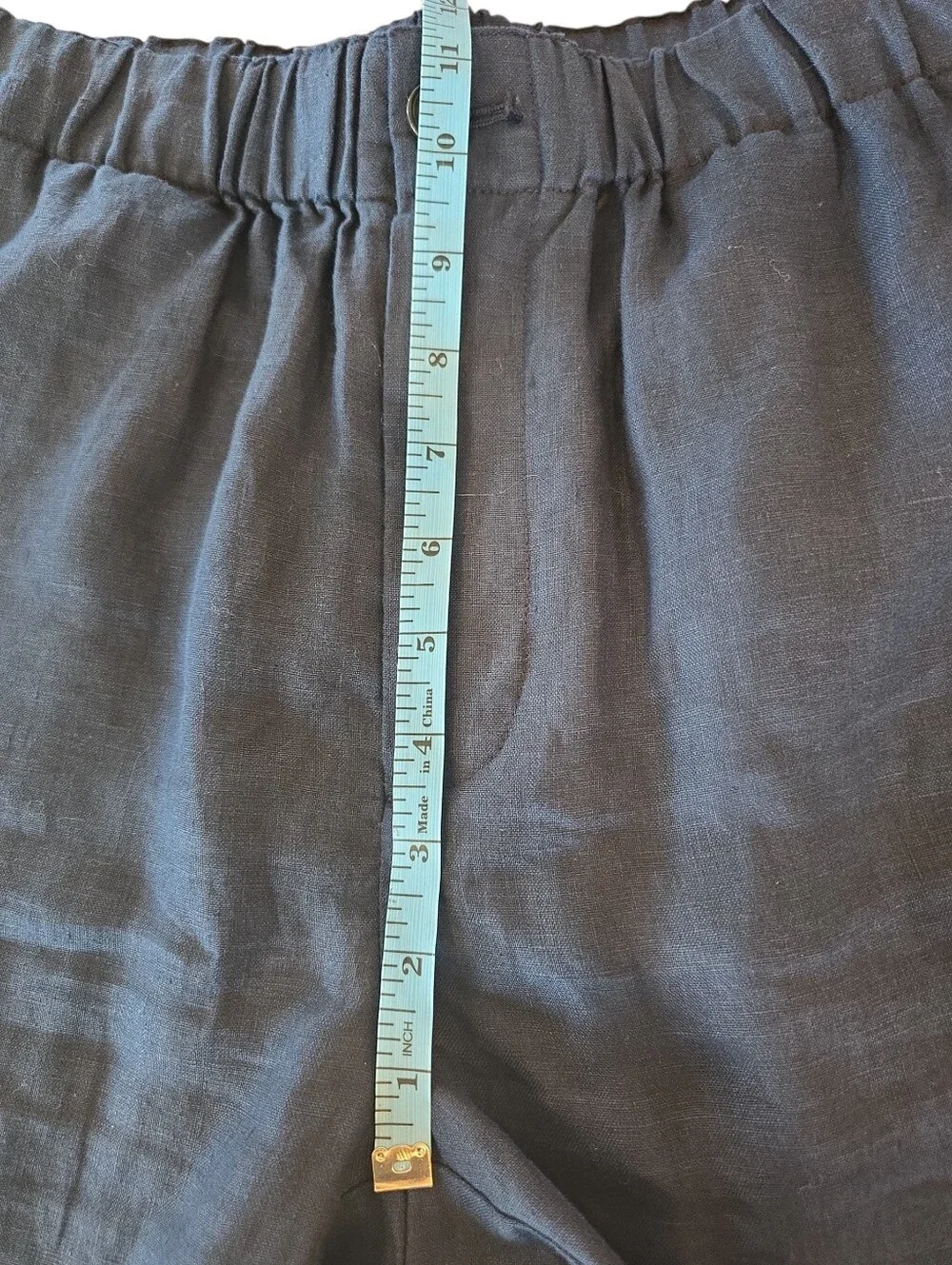Quince NWOT 100% Linen Pant Size Medium in Navy Drawstring Waist Straight Leg